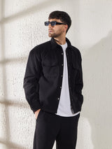 Black Polar Fleece Shacket Shackets Fugazee 