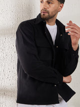 Black Polar Fleece Shacket Shackets Fugazee 