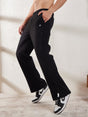 Black Polar Fleece Boot Cut Joggers Trackpants Fugazee 