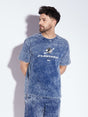Blue Acid Wash Oversized Graphic Tshirt T-shirts Fugazee 