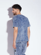 Blue Acid Wash Oversized Graphic Tshirt