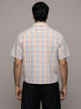 Technicolour Striped Seersucker Cropped Shirt Shirts Fugazee 