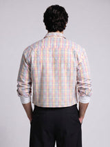 Rainbow Checkered Seersucker Cropped Shirt Shirts Fugazee 