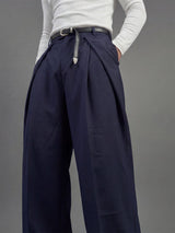 Navy Pleated Korean Trousers Trousers Fugazee 