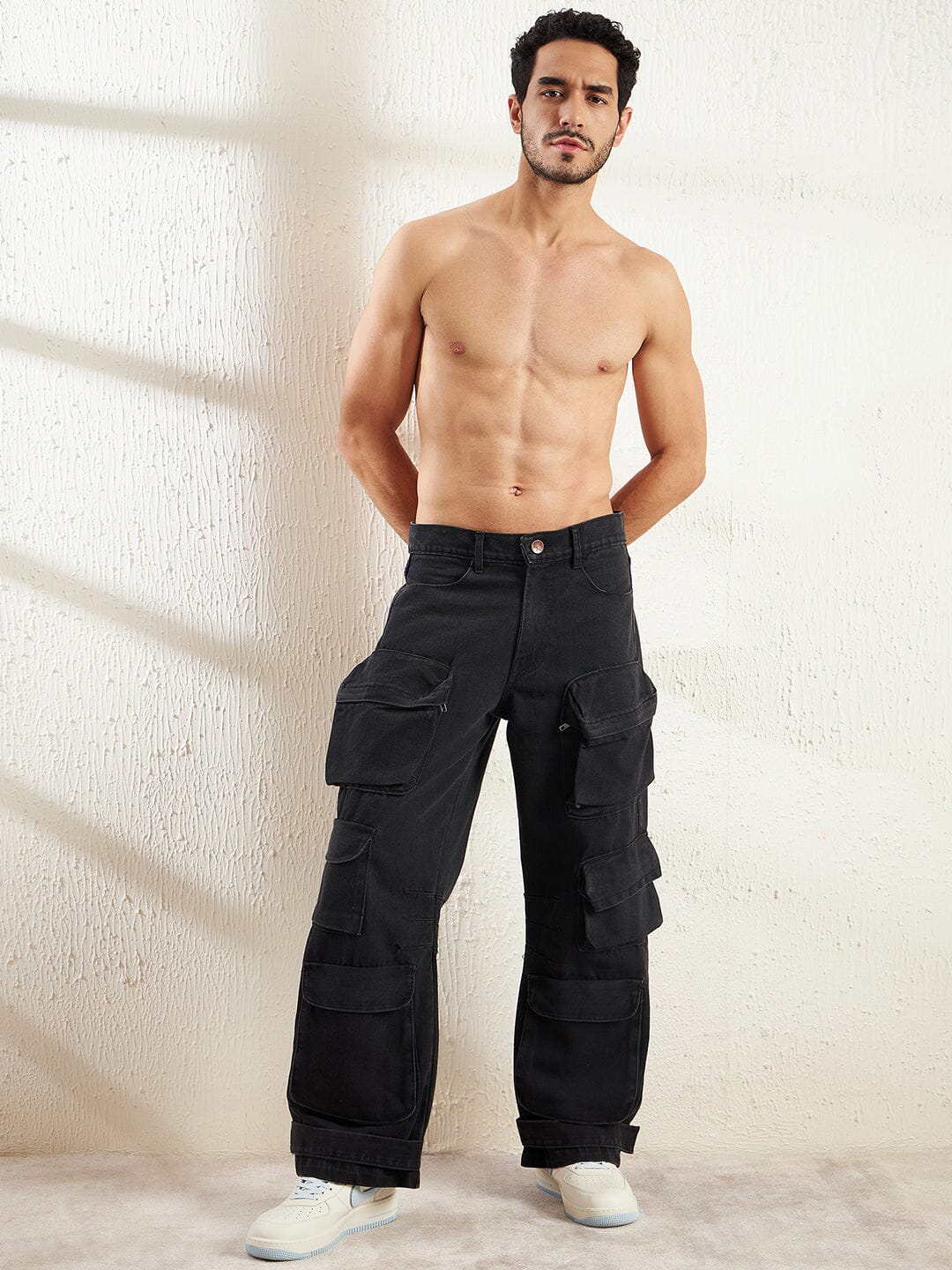 Black Super Baggy Cargo Denim | Buy Baggy Jeans | Fugazee – FUGAZEE
