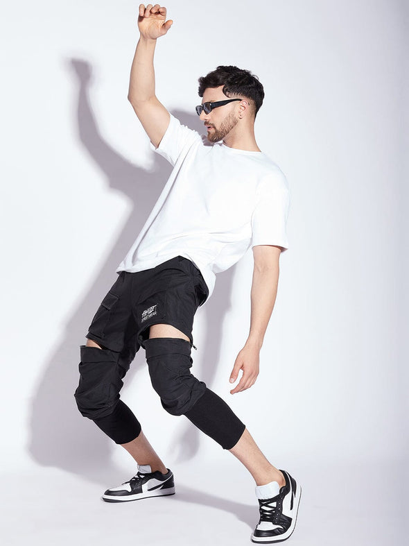 Black Ninja Detachable Jogger Shorts