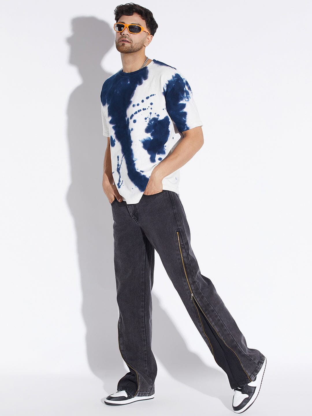 Black Zipped Adjustable Flared Denim | Buy Baggy Jeans | Fugazee