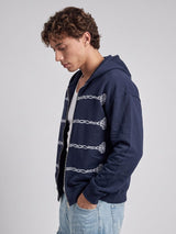 Navy Embroidered Oversized Hoodie Sweatshirts Fugazee 