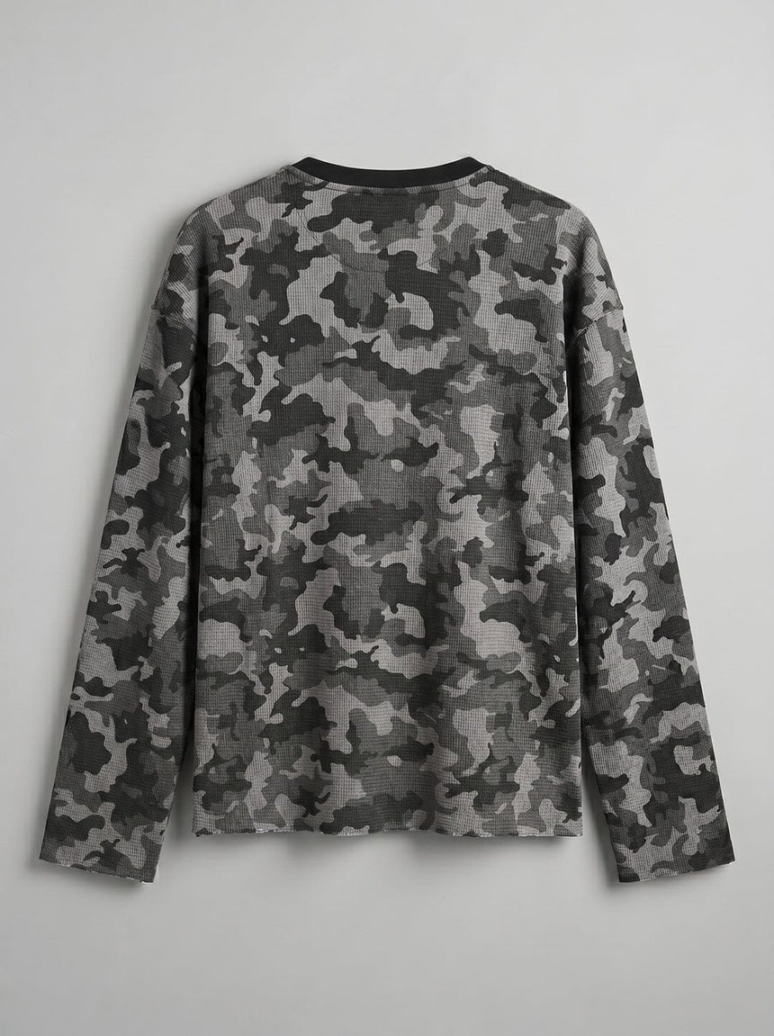 Grey Camo Waffle Longsleeve Tshirt T-Shirts Fugazee 
