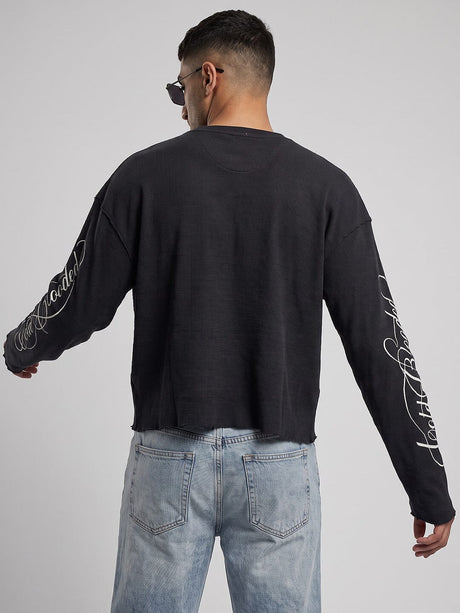 Black Cold Blooded Cropped Waffle Tshirt T-Shirts Fugazee 
