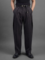 Black striped pleated Korean pants Trousers Fugazee 