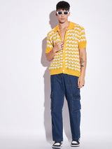 Yellow Wavy Knitted Shirt Shirts Fugazee 