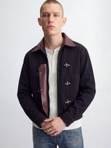 Black Contrast Stitch Fireman Clasp Denim Jacket Jackets Fugazee 