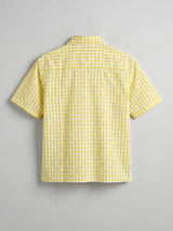 Yellow Checkered Seersucker Cropped Shirt Shirts Fugazee 