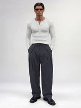 Midnight Grey Pleated Korean Trousers Trousers Fugazee 
