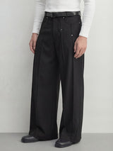 Black Rivet Pleated Trousers Trousers Fugazee 