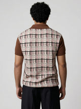 Brown Checkered Knitted Polo Tshirt T-Shirts Fugazee 