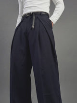 Midnight Blue Pleated Korean Trousers Trousers Fugazee 