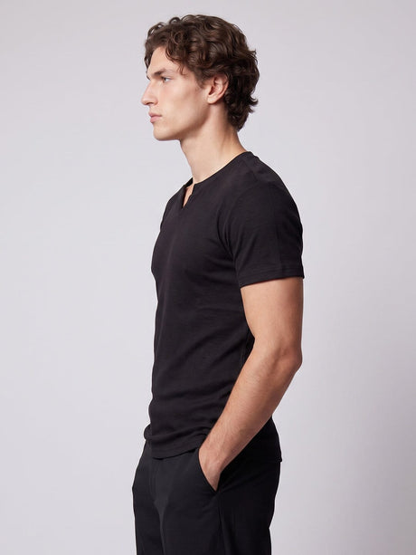 Black Notch Neck Ribbed Tshirt T-Shirts Fugazee 