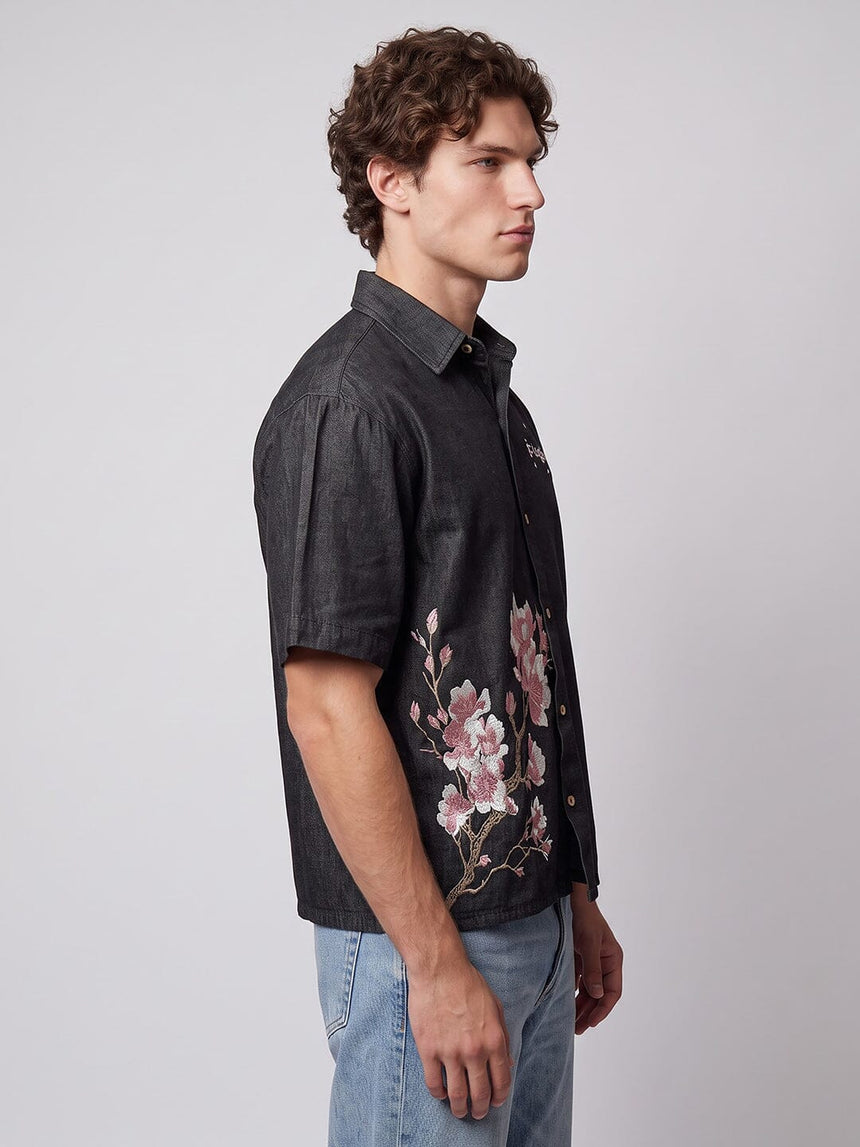 Black Sakura Denim Shirt Shirts Fugazee 