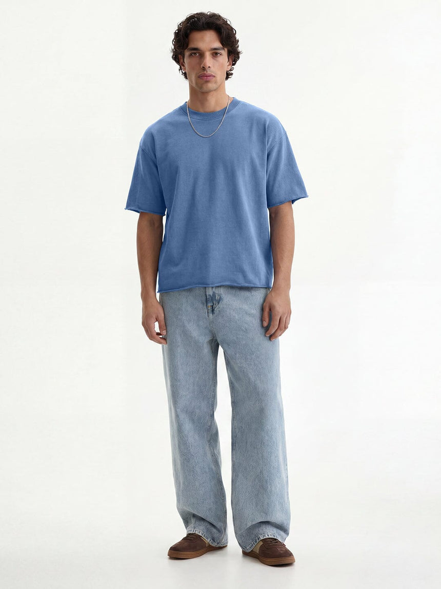 Ice Blue Washed Boxy Oversized Tshirt T-Shirts Fugazee 