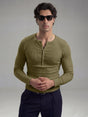 Olive Ribbed Henley Longsleeves Tshirt T-Shirts Fugazee 
