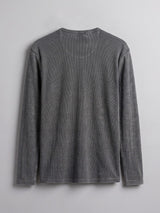 Black Acid Washed Ribbed Longsleeve Henley Tshirt T-Shirts Fugazee 
