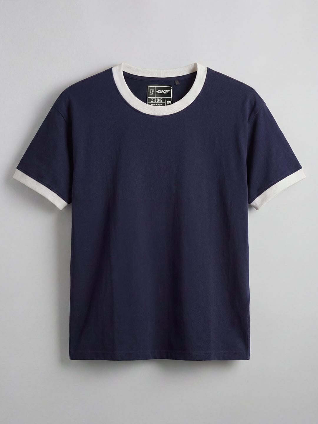 Navy Cropped Ringer Tshirt | Buy Men Ringer Cropped Tshirts