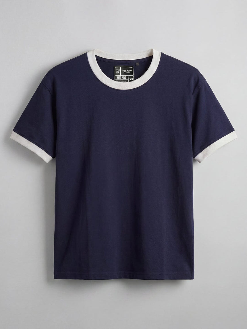 Navy Cropped Ringer Tshirt T-Shirts Fugazee 