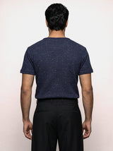 Navy Melange Waffle Short Sleeve Henley Tshirt T-Shirts Fugazee 