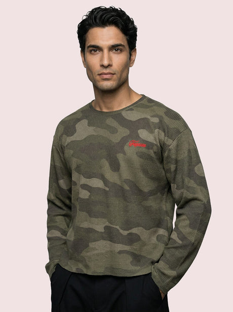 Camo Waffle Cropped Longsleeve Tshirt T-Shirts Fugazee 