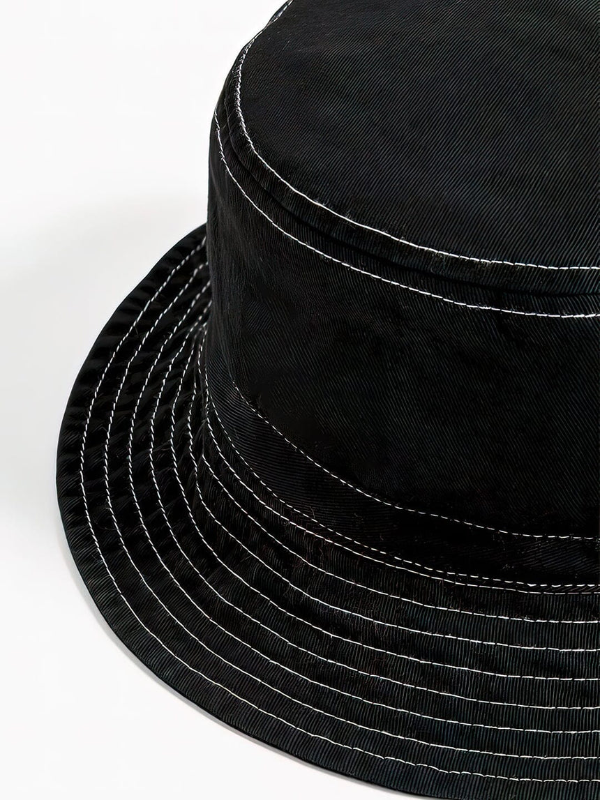 Black Contrast Stitch Bucket Hat Hats FUGAZEE 