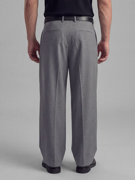 Grey Pleated Tailored Trousers Trousers Fugazee 
