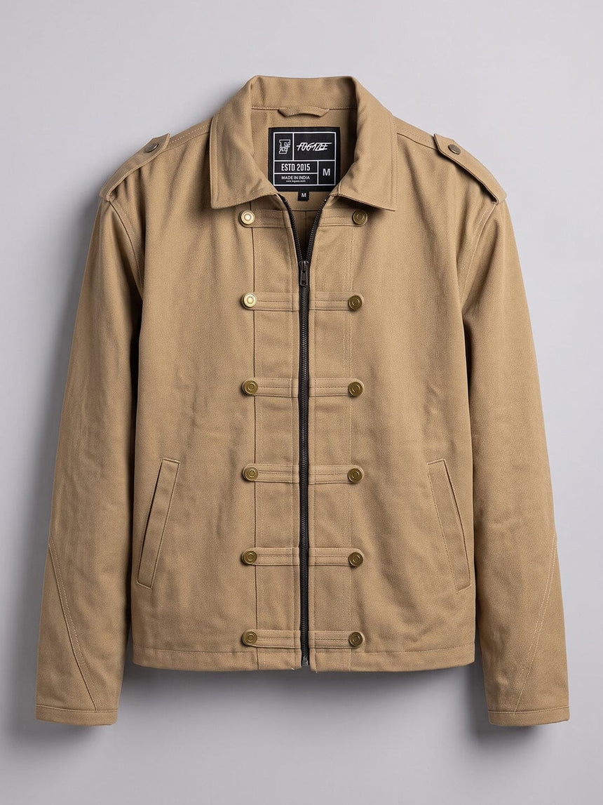 Biege Heavyweight Cropped Harrington Jacket Jackets Fugazee 