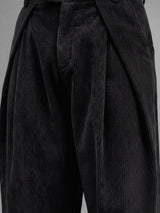 Black Corduroy Pleated Trousers Trousers Fugazee 