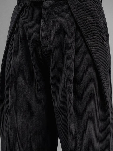 Black Corduroy Pleated Trousers Trousers Fugazee 