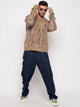 Beige Flames Oversized Sweater Sweaters Fugazee 