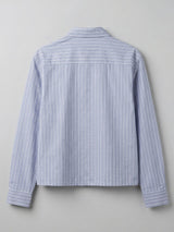 Heather Blue Striped Cropped Shirt Shirts Fugazee 