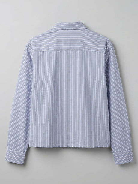 Heather Blue Striped Cropped Shirt Shirts Fugazee 