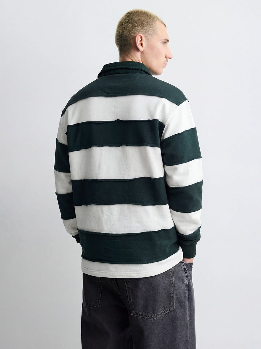 Bottle Green And White Monogram Rugby Sweatshirt Sweatshirts Fugazee 