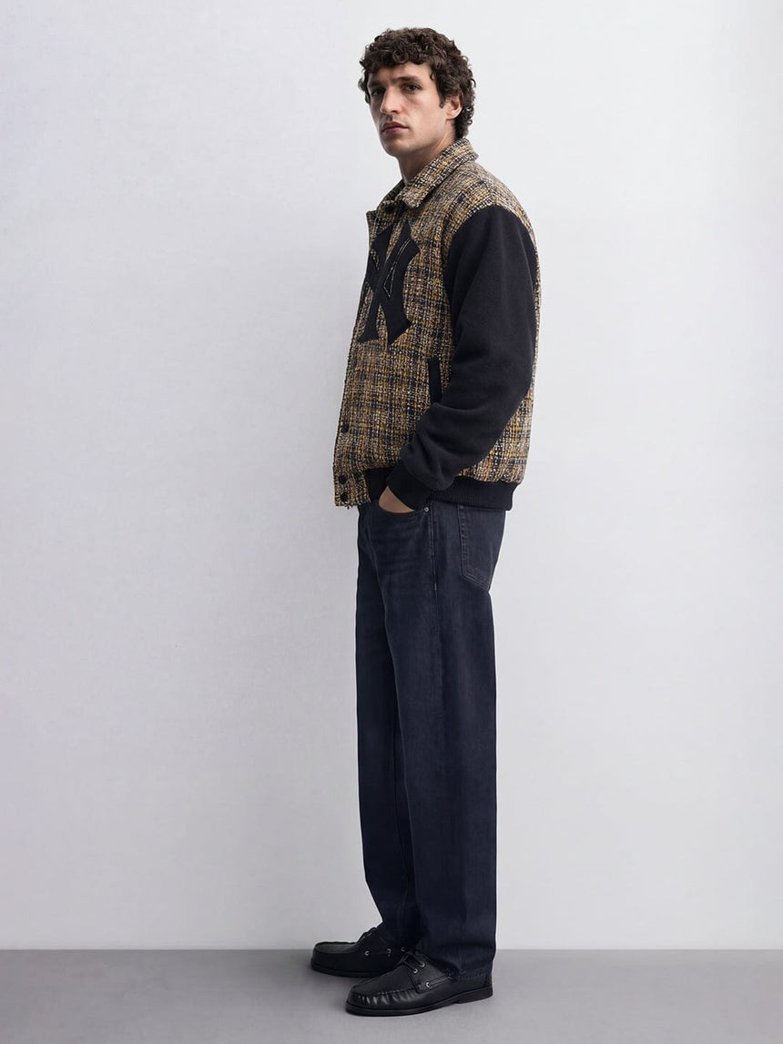 Yellow Tweed Ny Applique Bomber Jacket Jackets Fugazee 