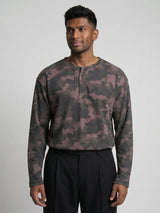 Brown Camo Waffle Relaxed Fit Henley Tshirt T-Shirts Fugazee 