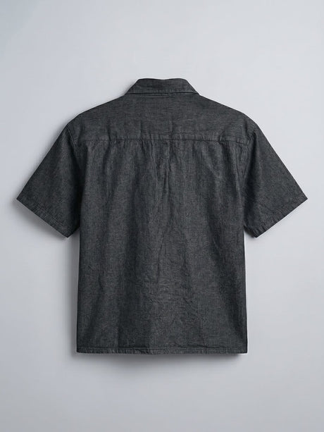 Black Fireman Clasp Boxy Denim Shirt Shirts Fugazee 