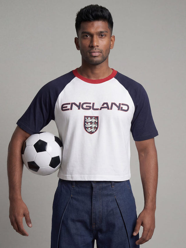 England Retro Football Cropped Tshirt T-Shirts Fugazee 