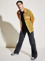 Mustard See Through Lace OverShirt