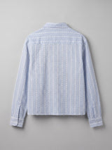 Airy Blue Seersucker Striped Cropped Shirt Shirts Fugazee 