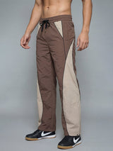 Brown And Beige Cut And Sew Trackpants Trackpants Fugazee 