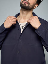 Midnight Blue Minimalist Korean Shacket Shackets Fugazee 