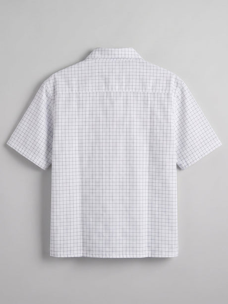White Grid Checks Frog Knot Cropped Shirt Shirts Fugazee 