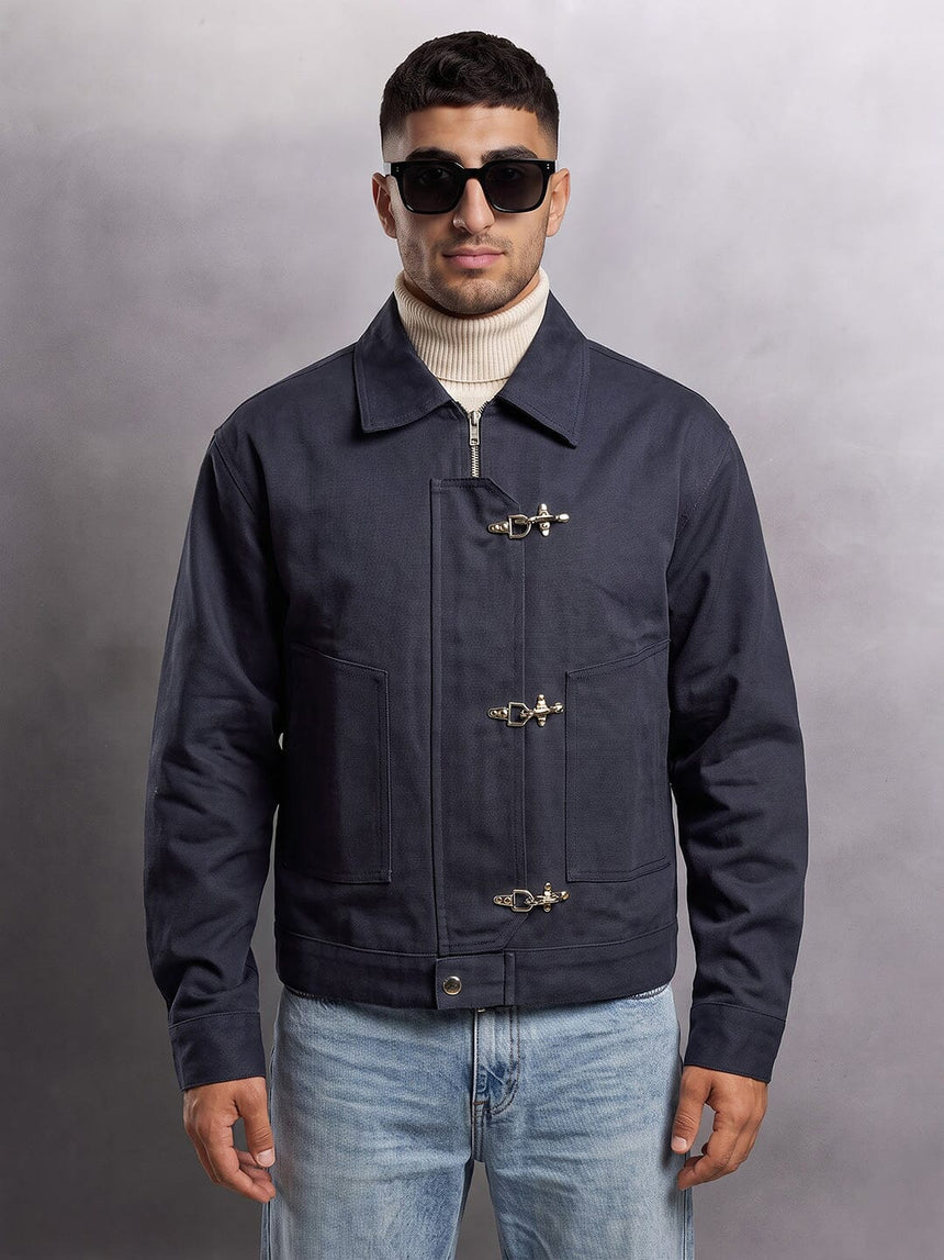 Navy Twill Fireman Clasp Jacket Jackets Fugazee 